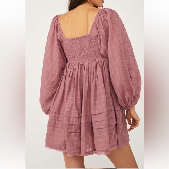 Free People Ari Mini Dress in Dried Current Size XS Boho Feminine Square Neck - Picture 12 of 12
